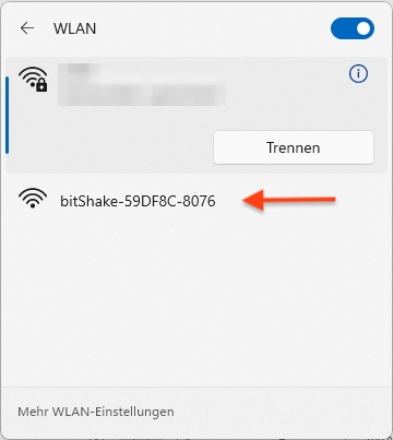 mit bitShake-WLAN verbinden (Beispiel)